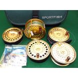 REEL & SPOOLS: (5) Hardy Golden Sovereign 11/12 alloy salmon fly reel, in as new condition, rear