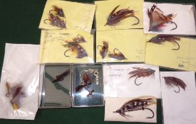 FLIES: Collection of vintage salmon flies incl. 12 x gut eyed salmon flies up to 3" long, mainly