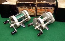 REELS: (2) Pair of Milward Spinover bait casting multiplier reels by JW Young (basically Gildex