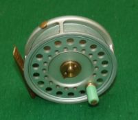 REEL: Hardy The Princess green finish 3.25" alloy trout fly reel, green handle, brass rim tension