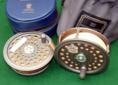 REEL & SPOOL: (2) Hardy JLH 7 alloy fly reel, rear disc adjuster, smooth alloy foot, retaining