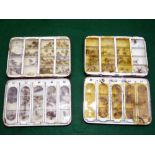 FLY BOXES: (2) Pair of Hardy Halford dry fly boxes each 6"x4", nickel logo to lid, one with after-