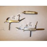 ANGLERS KNIVES: (3) Morton of Sheffield Angler's dry fly knife, multi blade incl. tweezers, scissors