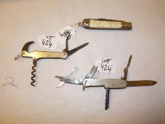 ANGLERS KNIVES: (3) Morton of Sheffield Angler's dry fly knife, multi blade incl. tweezers, scissors