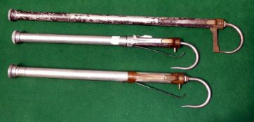 GAFFS: (3) Collection of 3 Hardy alloy extending salmon gaffs, with point protectors, each 3 draw