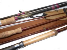 RODS: (3) Three Bruce & Walker rods, a scarce Spindrift Bass rod, 11' 2 piece brown glass, casting