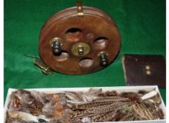 REEL & ACCESSORIES: Rare Southcott's Patent 9" mahogany and brass Scarborough pattern reel, 4