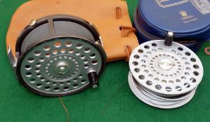 REEL & SPOOL: Hardy St Andrew 4-1/8" alloy salmon fly reel in fine condition, heavy U shaped line