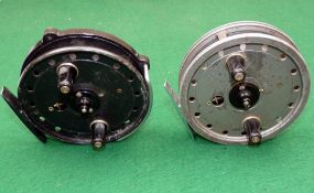 REELS: (2) JW Young Rapidex 4" alloy trotting reel, grey bobble finish, faceplate drag adjuster,
