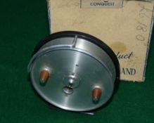 REEL: Hardy Conquest 4" narrow drum alloy trotting reel in fine condition, wheel brake adjuster to