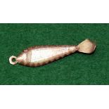 LURE: Fine early Victorian glass lure fishing bait, 2" long, single sided, cut glass with scale