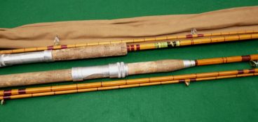 RODS: (2) Allcock Superb 10' 2 piece split cane carp rod, burgundy close whipped, lightweight