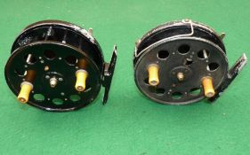 REELS: (2) Pair of Speedia 4" alloy trotting reels, a wide drum model with side lever check, most