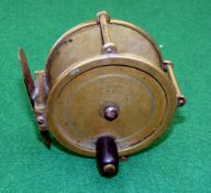 REEL: Early Alfred & Son Moorgate St., London 3" all brass raised pillar reel, recessed face,