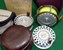REEL & SPOOLS: (3) Hardy The Husky Silent Check alloy wide drum fly reel, in as new condition, heavy