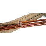 ROD: JS Sharpe of Aberdeen 14' 3 piece spliced joint salmon fly rod, c/w spare tip, line rate 10,