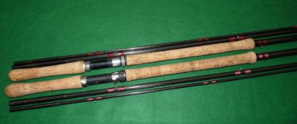 RODS & GAFF: (3) Pair of 16" 3 piece graphite salmon fly rods, built on Hardy Fibatube blanks,
