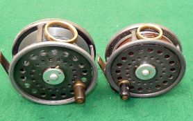 REELS: (2) Pair of Dingley pattern alloy salmon fly reels, a Sharpe of Aberdeen 3.75" diameter