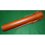 ROD TUBE: Fine Hardy leather Smuggler rod tube case in new condition, 16.25" long, 2.75" diameter,