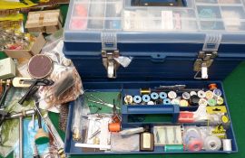 FLY TYING MATERIALS: Good collection of fly tying materials incl. various swivel head vices,