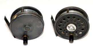 REELS: (2) Alex Martin of Glasgow, Thistle 3" alloy trout fly reel, Perfect style, black handle, rim
