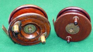 REELS: (2) Pair of early wood/brass Nottingham starback reels, a 4" Slater latch model with polished