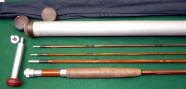 ROD: Rare G.H. Halstead, USA 9' 3 piece split bamboo trout fly rod, correct original spare tip, full