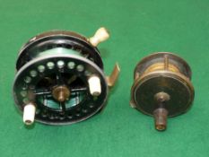 REELS: (2) Fine condition Albert Smith Hodder 4" alloy drum casting reel with white handles and