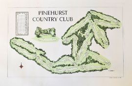 Pinehurst Golf Course No.2 Country Club - hand crafted coloured course plan from The Windsor