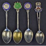 4x Silver and Enamel Golf Spoons to include Brandwood House GC 1935, Kirkby GC 1936, Nevin &