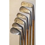 Collection of R Forgan & Sons St Andrews Scotia irons and putter to incl driving iron, L model
