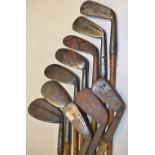 10x assorted irons to incl - Tom Morris St Andrews m/niblick, Bisset N. Berwick Pitcher, Halley's