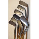8x various smf irons to incl Smiths Pat Anti-shank lofter, 2x Carruthers Pat cleek and mid iron,
