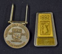 1990 Western Golf Association Championship Contestant badge and 1992 PGA Tour badge issued to Mike