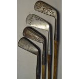 4x assorted irons to incl Maxwell mid iron, Robert Simpson Carnoustie cleek, R Forgan St Andrews smf