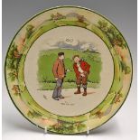 Warwick Ware England Victor Venner golf plate c.1900 - amusing coloured golfing scene from the