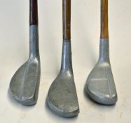 3x alloy mallet head putters to incl The Don stamped with Monogram WS with Leven below to the crown,