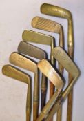 8x assorted brass/gun metal blade putters to incl Simpson Carnoustie, F H Ayres, J B Halley,