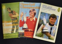 3x 1980's Open Golf Championship programmes 2x signed to incl 1981 (Royal St George's) signed by the