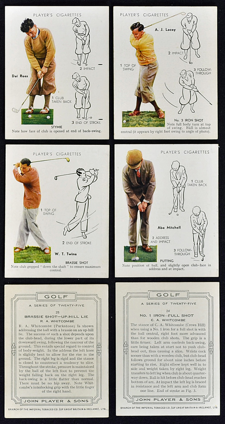 Full set of John Player and Sons "Golf" cigarette cards - 25/25 overseas issued in 1939 featuring