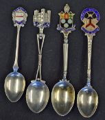 4x Silver and Enamel Golf Spoons includes Burhill GC 1938, R and CPGC 1922, Gay Hill GC 1934 and