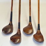 3x various good size woods to incl Harry Amos striped top lofted driver, James Anderson shallow face