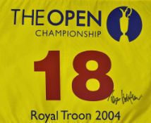 2004 Royal Troon Open Golf Championship 18th hole pin flag signed by the winner Todd Hamilton