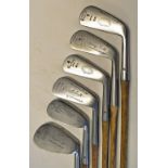 Composed set of 6x Geo Nicoll Leven irons to incl Stewart Burns Cruden Bay No. 1 & 4 iron , Zenith 3