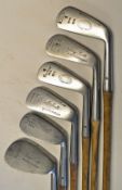 Composed set of 6x Geo Nicoll Leven irons to incl Stewart Burns Cruden Bay No. 1 & 4 iron , Zenith 3
