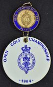 Early 1964 St Andrews Open Golf Championship Player's Enamel Badge and rare bag tag - won by the