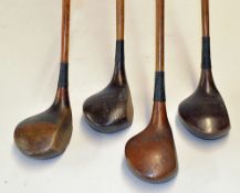 4x assorted good size woods to incl Andy Shaw driver, Percy Beale Temple GC brassie, J C Smith