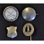 Selection of Silver Golfing Badges to include 1921 'THGC' with crossed clubs shield badge, a '
