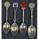 4x Silver and Enamel Golf Spoons to include 1936 CGC. 1934 BDDGC Perak, WS & DILGS 1936 and The