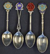 4x Silver and Enamel Golf Spoons to include 1936 CGC. 1934 BDDGC Perak, WS & DILGS 1936 and The